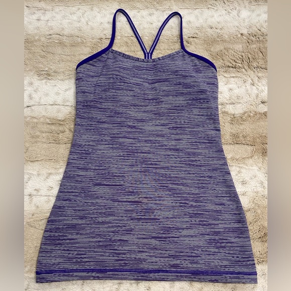 Lululemon Power Y Tank Micro Stripe Purple & White Size 6 - Picture 3 of 10